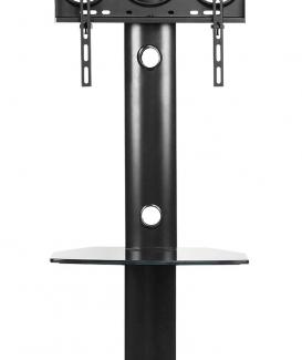 Meuble TV Support TV sur Pied avec Support Pivotant Hauteur RéGlable Convient pour 27-55 Pouces TéLéViseur avec 2 éTagèRes en Verre Trempé