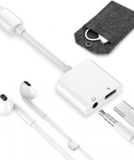 USB-C auf 3,5mm-Kopfhöreradapter mit 2-in-1-Aufladung Typ-C auf, Schnellladung, Fernbedienung, Sprachanruf, TATE GUARD USB-C-Konverter Kompatibel mit iPad Pro 2018 MacBook Pro – Weiß