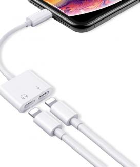 [AppleMFi認定] iPhone用ヘッドフォンアダプター、[充電+ Lightningオーディオジャック] iPhone用LightningtoJackアダプタードングル13/12/11 / X / XS / XS Max / XR / 8/7すべてのiOSと互換性があります-ホワイト